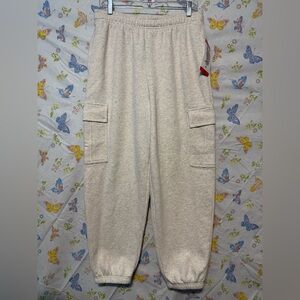 Tuff Athletics Women’s Fleece Cargo Joggers Gray Medium NWT